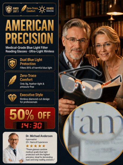 【North America Exclusive】Fashion Rimless Diamond-Cut Pattern Glasses-No eye exam needed • Lifetime use • Auto-focus from -4.0° to +7.0° 