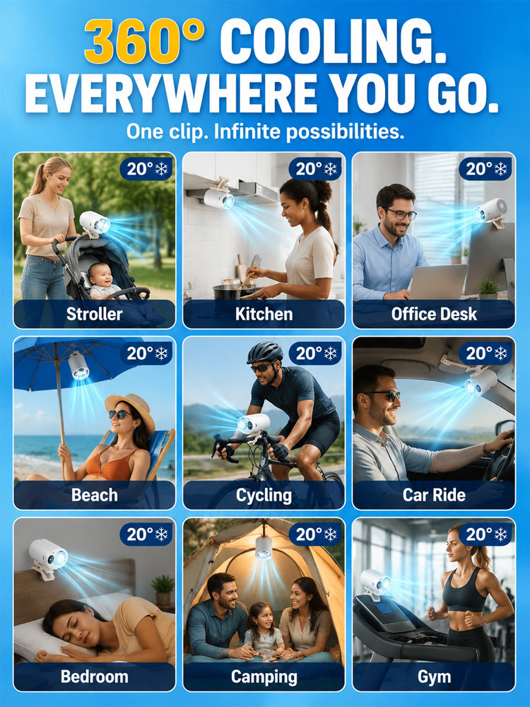 【3-in-1 Powerhouse】❄️TriCool Elite™ -16°C Blast in Seconds! Cooling + Airflow + Purification. Car, Home, Office, Camping!