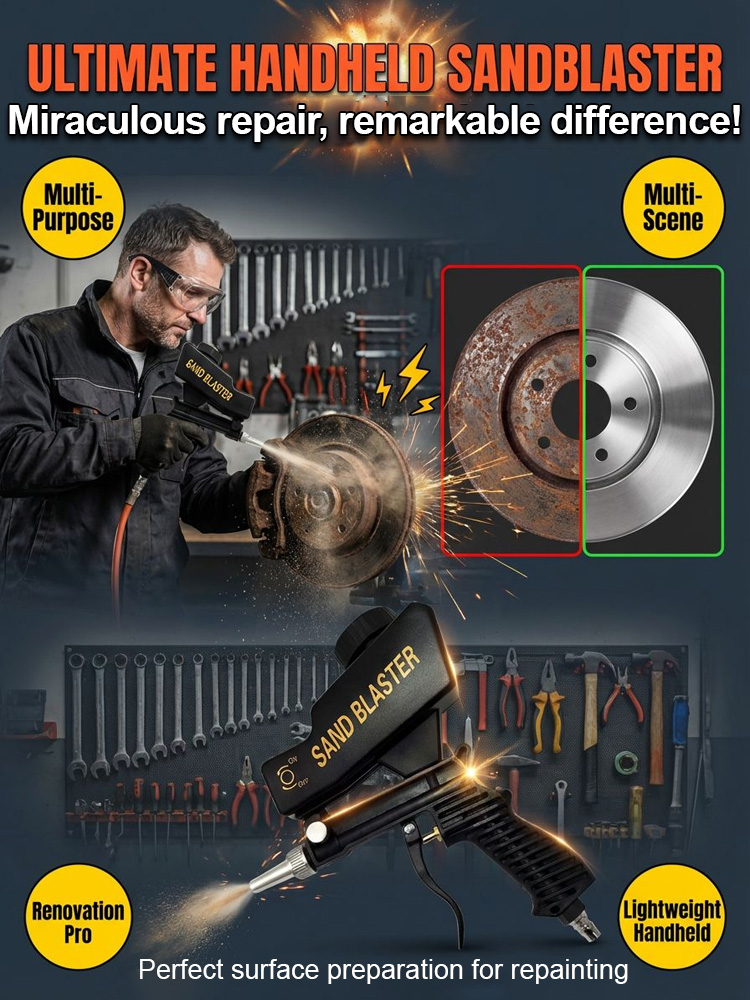 Small handheld pneumatic sandblasting gun