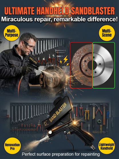 Small handheld pneumatic sandblasting gun