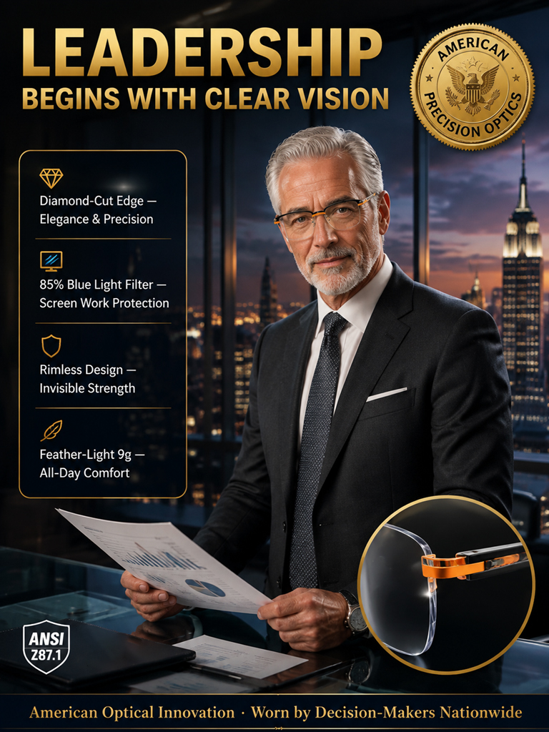【North America Exclusive】Fashion Rimless Diamond-Cut Pattern Glasses-No eye exam needed • Lifetime use • Auto-focus from -4.0° to +7.0° 