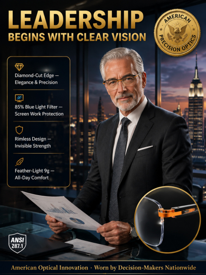 【North America Exclusive】Fashion Rimless Diamond-Cut Pattern Glasses-No eye exam needed • Lifetime use • Auto-focus from -4.0° to +7.0° 
