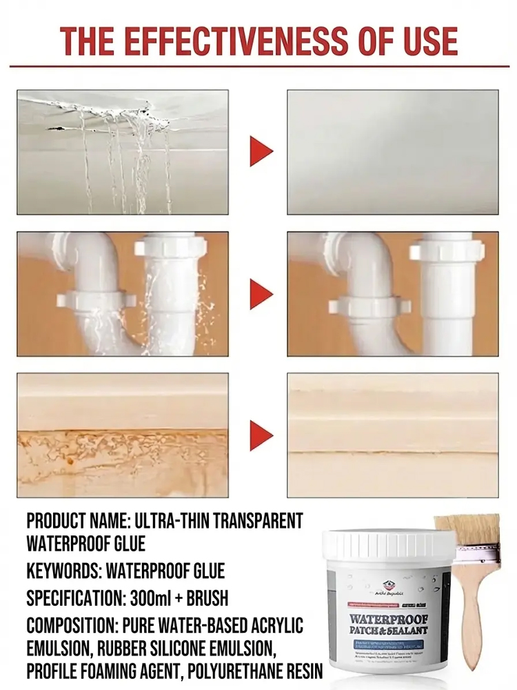 【DIY Pro Fix】🛡️LeakStop™ -  Clear, Odorless Waterproofing for Any Surface！Seals Wood, Tile, Metal, Concrete & More！