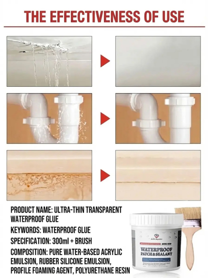 【DIY Pro Fix】🛡️LeakStop™ -  Clear, Odorless Waterproofing for Any Surface！Seals Wood, Tile, Metal, Concrete & More！