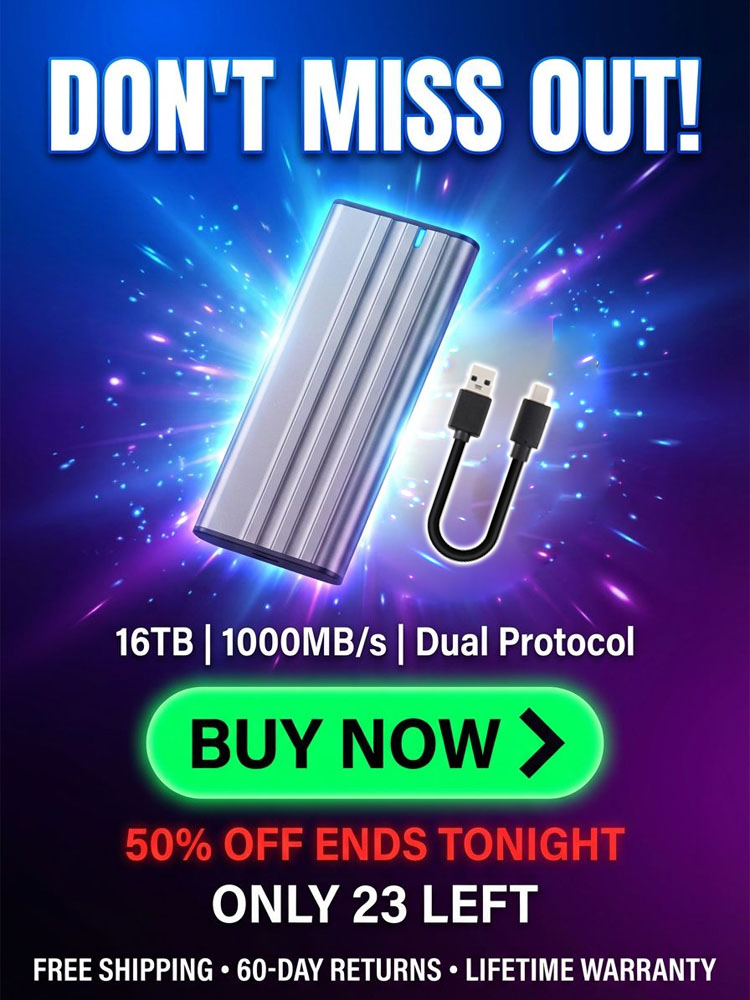 📱【Massive Storage】🛡️DataVault™ - NVMe NGFF SSD Portable Dual Protocol, No Monthly Fees！⚡1,000MB/s Transfer Speed！ 🏅Instant Connection for iPhone, Camera & Laptop！