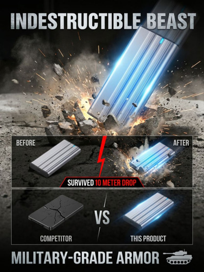 📱【Massive Storage】🛡️DataVault™ - NVMe NGFF SSD Portable Dual Protocol, No Monthly Fees！⚡1,000MB/s Transfer Speed！ 🏅Instant Connection for iPhone, Camera & Laptop！