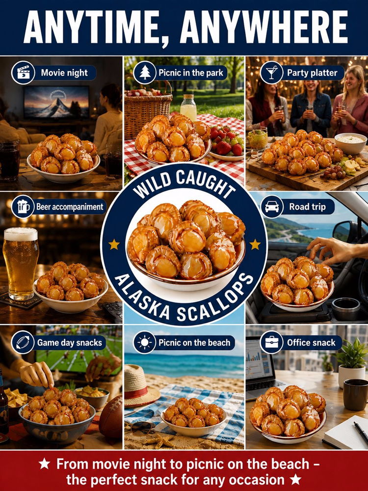 【Buy 1 Get 1 FREE】🦪✨Alaska Spicy Scallops | Natural Omega-3 Source, Keto Friendly Zero Guilt Seafood Snack