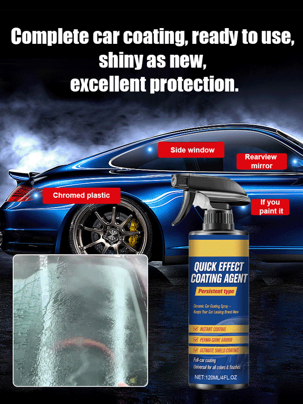 🌐Ultimate 5-in-1 Car Nano Coating Spray | Hydrophobic Ceramic Shield, Scratch Repair & High-Gloss Shine | Waterless Wash & UV Protection