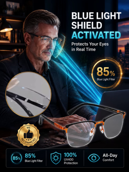 【North America Exclusive】Fashion Rimless Diamond-Cut Pattern Glasses-No eye exam needed • Lifetime use • Auto-focus from -4.0° to +7.0° 