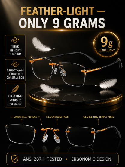 【North America Exclusive】Fashion Rimless Diamond-Cut Pattern Glasses-No eye exam needed • Lifetime use • Auto-focus from -4.0° to +7.0° 
