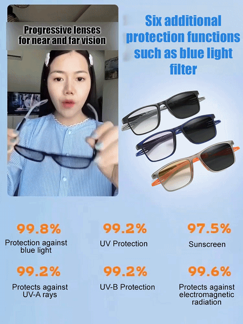 No eye exam needed • Lifetime use • Auto-focus from -4.0° to +7.0° — Multifocal sports glasses