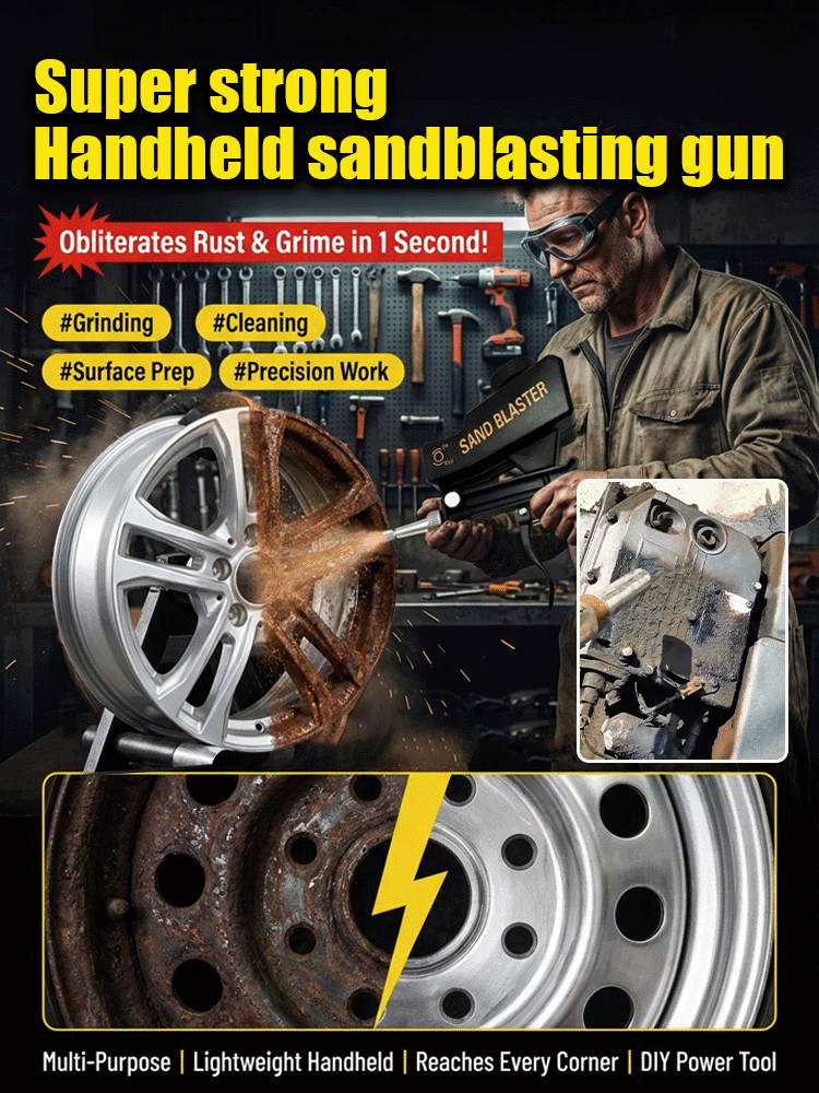 Small handheld pneumatic sandblasting gun