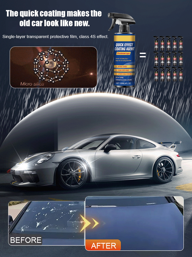 🌐Ultimate 5-in-1 Car Nano Coating Spray | Hydrophobic Ceramic Shield, Scratch Repair & High-Gloss Shine | Waterless Wash & UV Protection