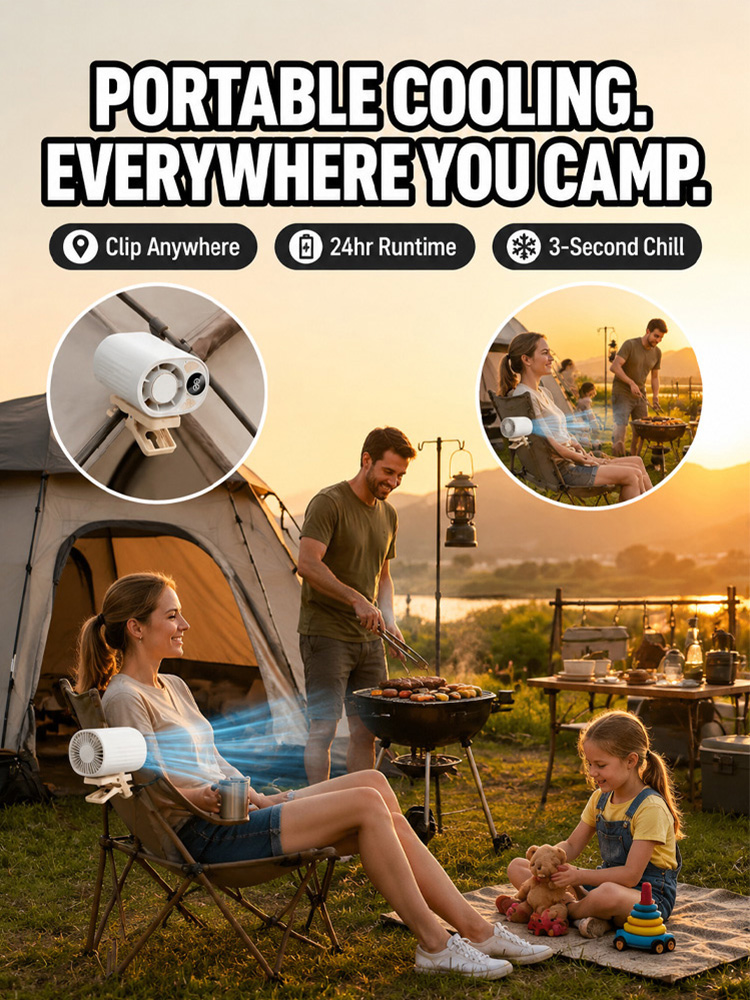 【3-in-1 Powerhouse】❄️TriCool Elite™ -16°C Blast in Seconds! Cooling + Airflow + Purification. Car, Home, Office, Camping!
