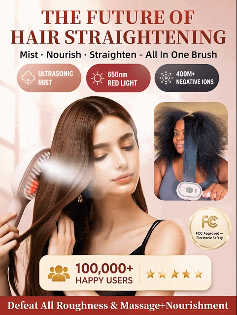 【3-Second Straight】✨SteamGlide Pro™ -Electric hair straightener with essential oil misting-Reduces breakage, promotes fuller-looking hair
