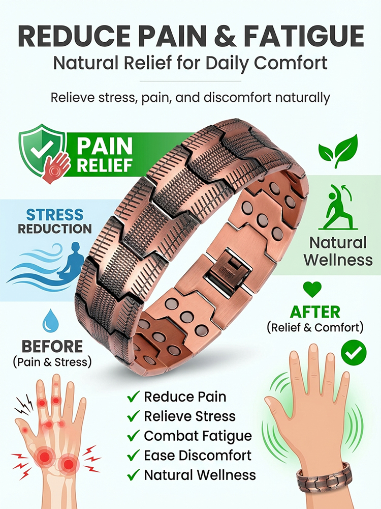 [Upgraded, Widened, Enhanced] Copper Magnetic Therapy Bracelet