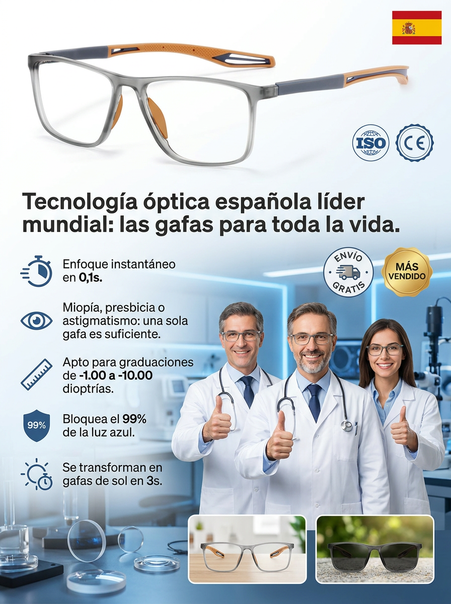 No eye exam needed • Lifetime use • Auto-focus from -10.00D-+10.00D — Multifocal sports glasses