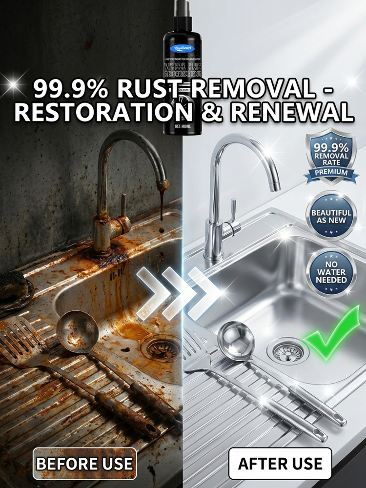 【🔥 Metal Rust Remover and Restorer】🍃Removes rust in 3 seconds - 🛡️Non-toxic and odorless - ✨Non-corrosive to metal - ⏱️Provides 50 years of rust protection