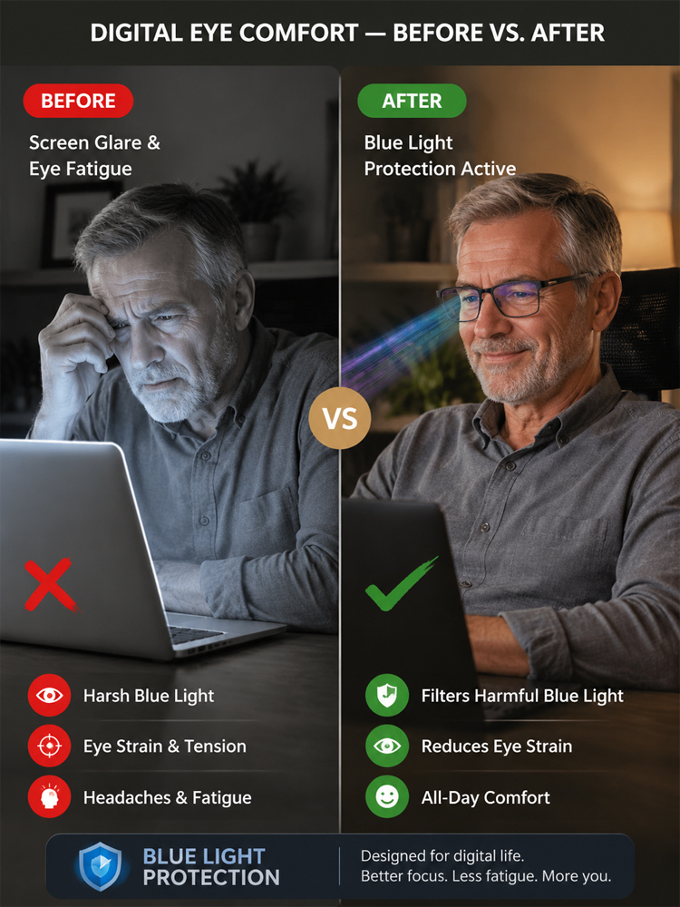 【Adaptive Smart Vision】👓Ultra-light Titanium Alloy Smart Photochromic Half-frame Reading Glasses- Instantly adapts to presbyopia, myopia & astigmatism. No eye exam!