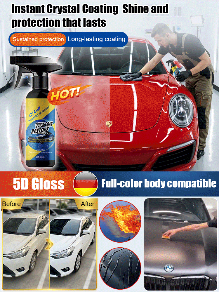 🌐Ultimate 5-in-1 Car Nano Coating Spray | Hydrophobic Ceramic Shield, Scratch Repair & High-Gloss Shine | Waterless Wash & UV Protection