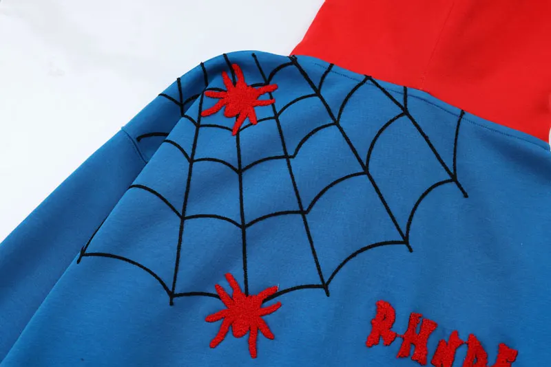 Hip Hop Double Layer Mask Zipper Hoodie Coat Y2K Embroidery Spider Web Full Zip Up Sweatshirt 2024 Harajuku Punk Jacket Hoodie