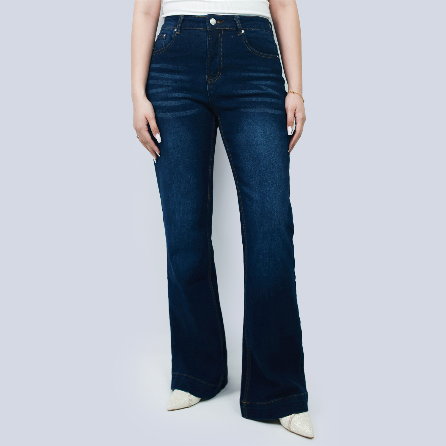 Pwest Women's High Waisted Stretch Tummy Lift Sculpt Flare Jeans
