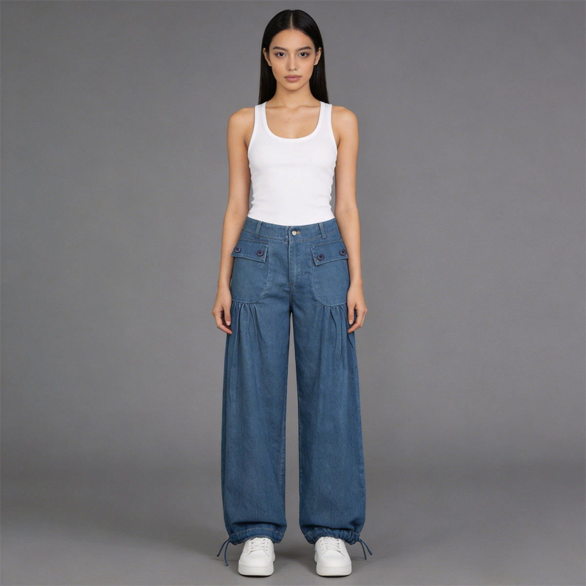 Pwest Front Pockets Lotus Tube Jeans