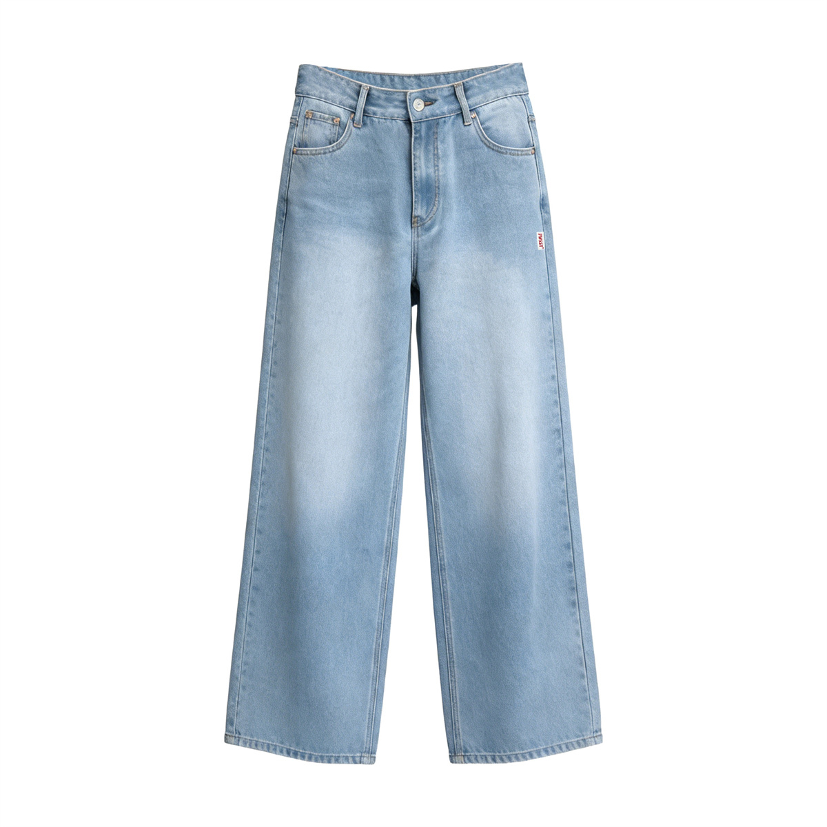 Pwest Adjustable Button Cinch Baggy Straight Leg Jeans