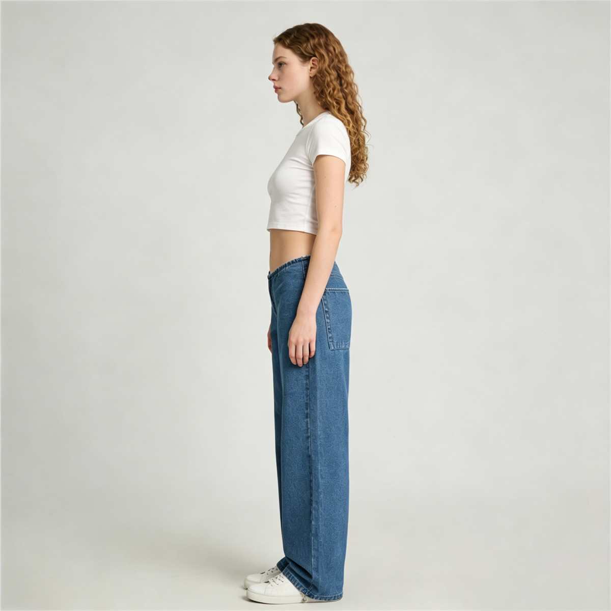 Pwest NYC Adjustable Low-Rise Wide-Leg Jeans 