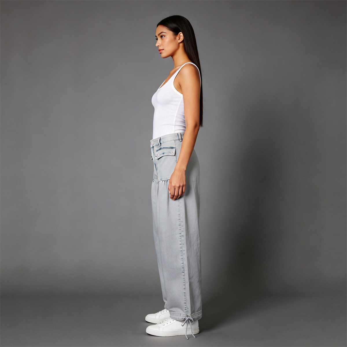 Pwest Front Pockets Lotus Tube Jeans