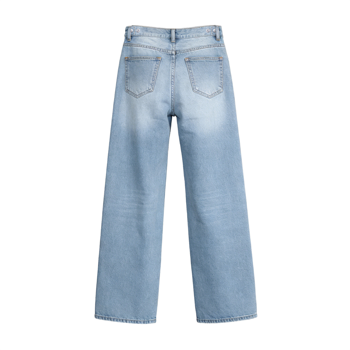 Pwest Adjustable Button Cinch Baggy Straight Leg Jeans