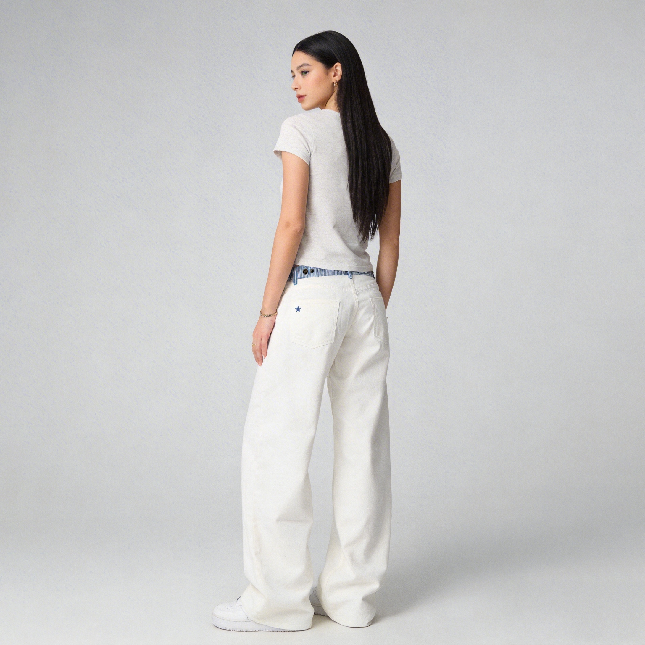 Pwest Jodie Adjustable Low-Rise Loose-Leg Jeans