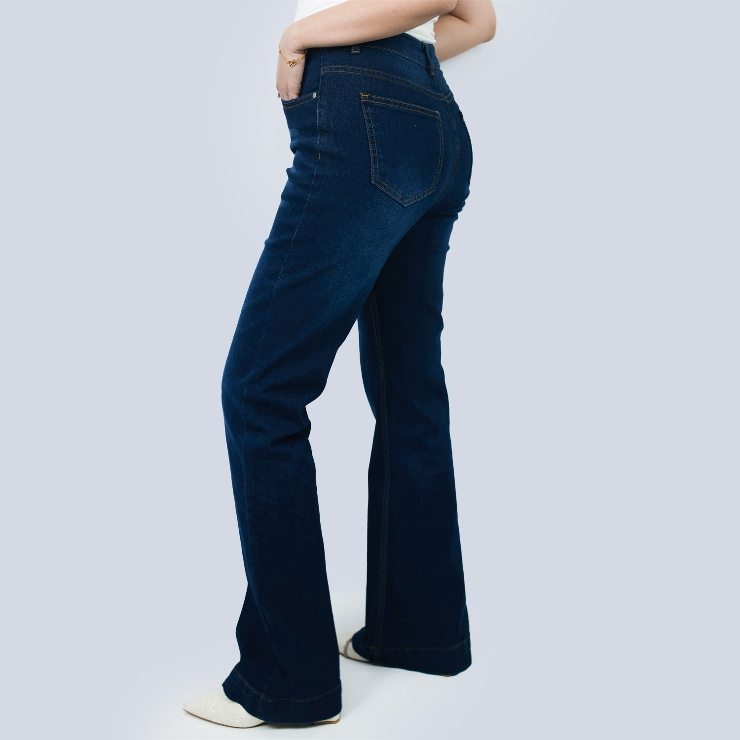 Pwest Women's High Waisted Stretch Tummy Lift Sculpt Flare Jeans