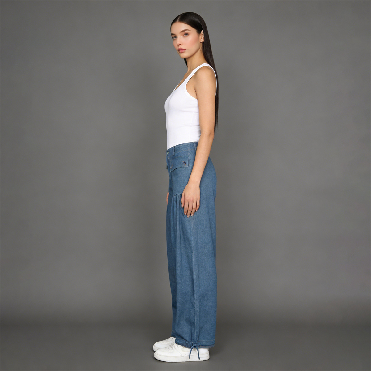 Pwest Front Pockets Lotus Tube Jeans