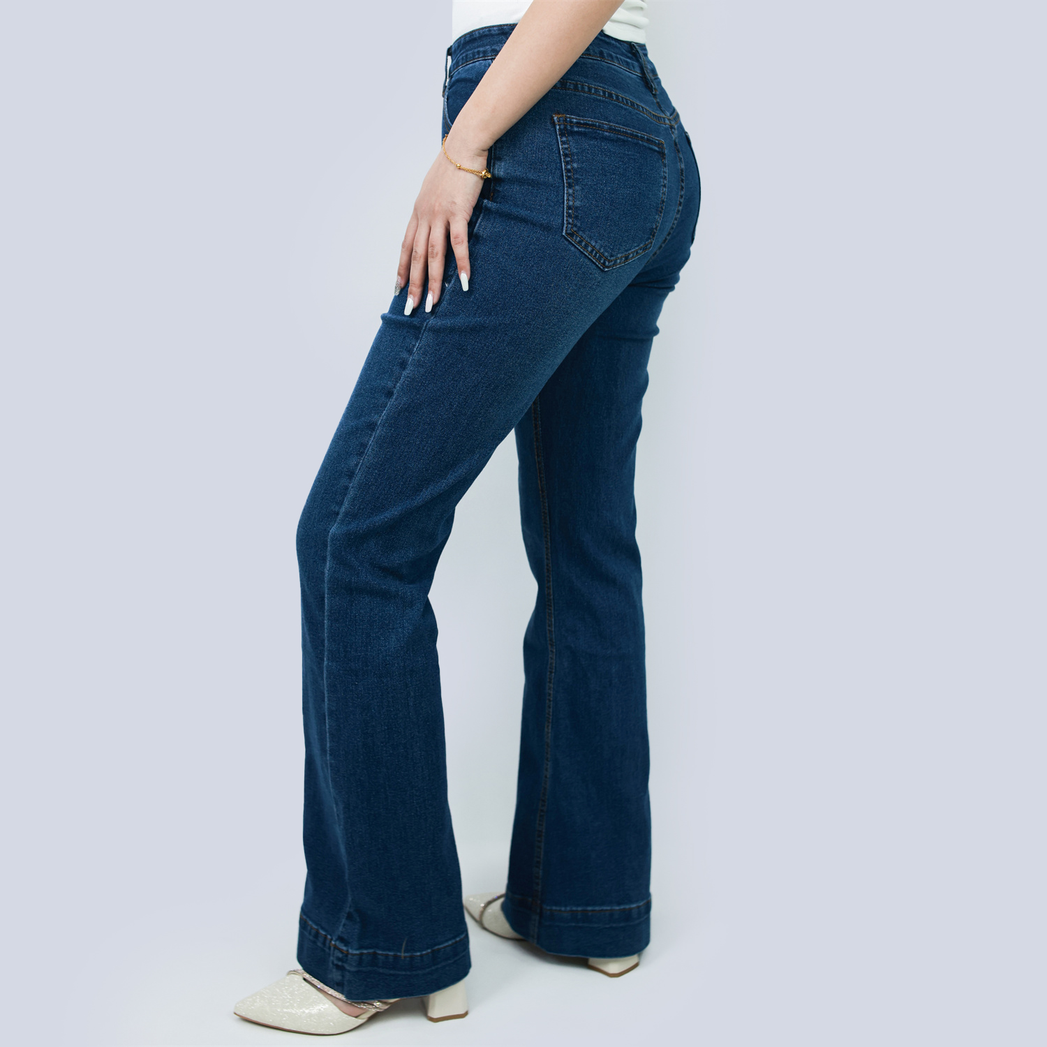 Pwest Women's High Waisted Stretch Tummy Lift Sculpt Flare Jeans