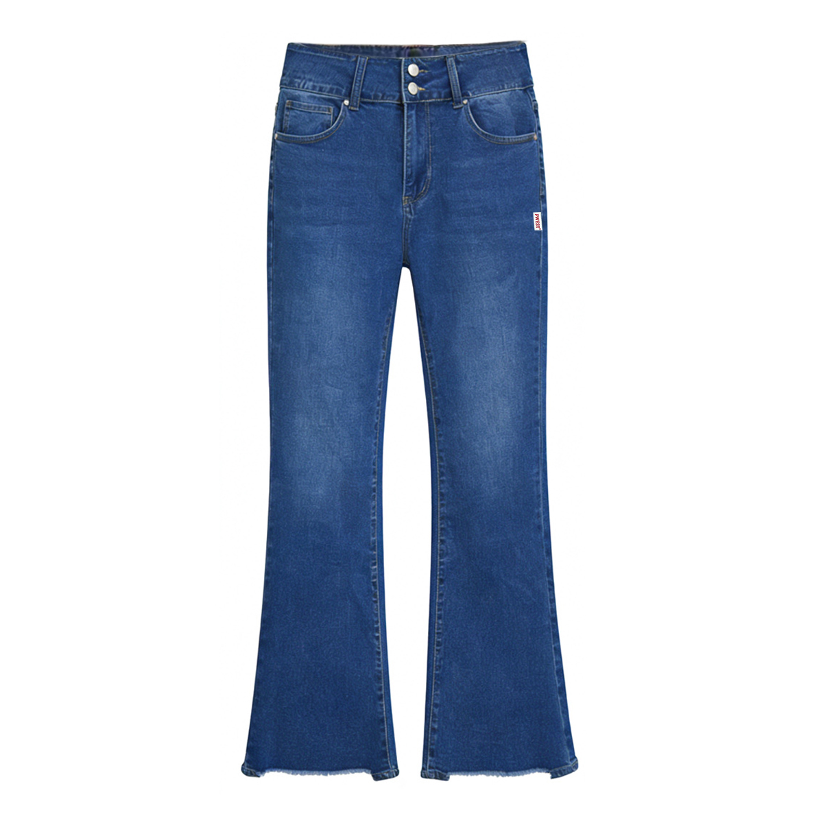 Pwest Vintage Double Button Frayed Hem Bootcut Jeans 