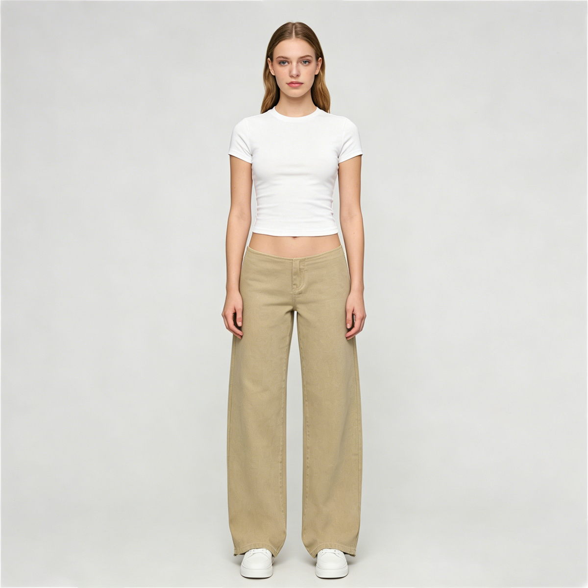 Pwest NYC Adjustable Low-Rise Wide-Leg Jeans 