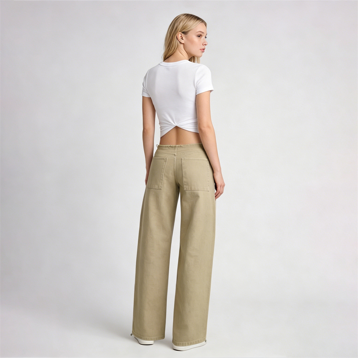 Pwest NYC Adjustable Low-Rise Wide-Leg Jeans 
