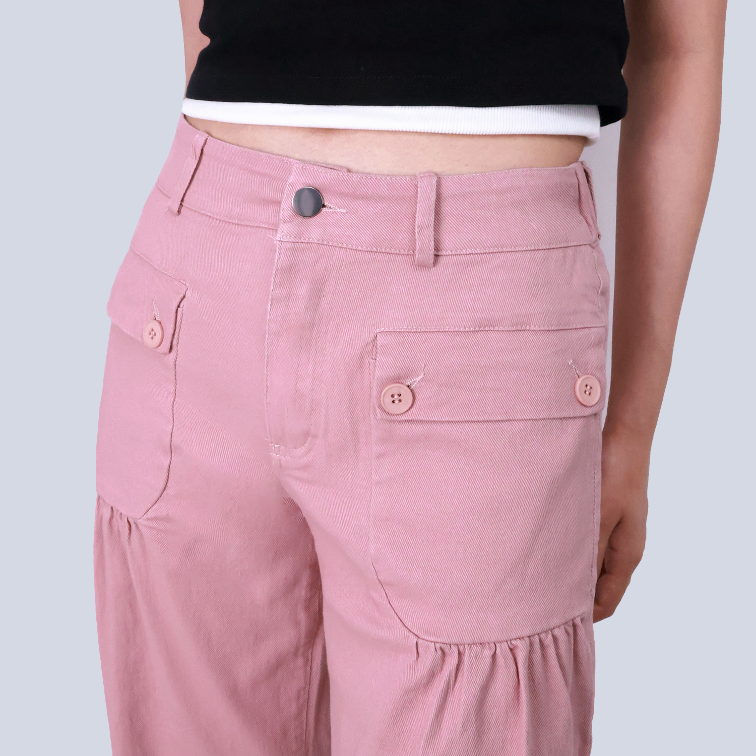 Pwest Stretchy mid-rise front pockets Comfortably loose ankle ties Lotus Tube Jeans