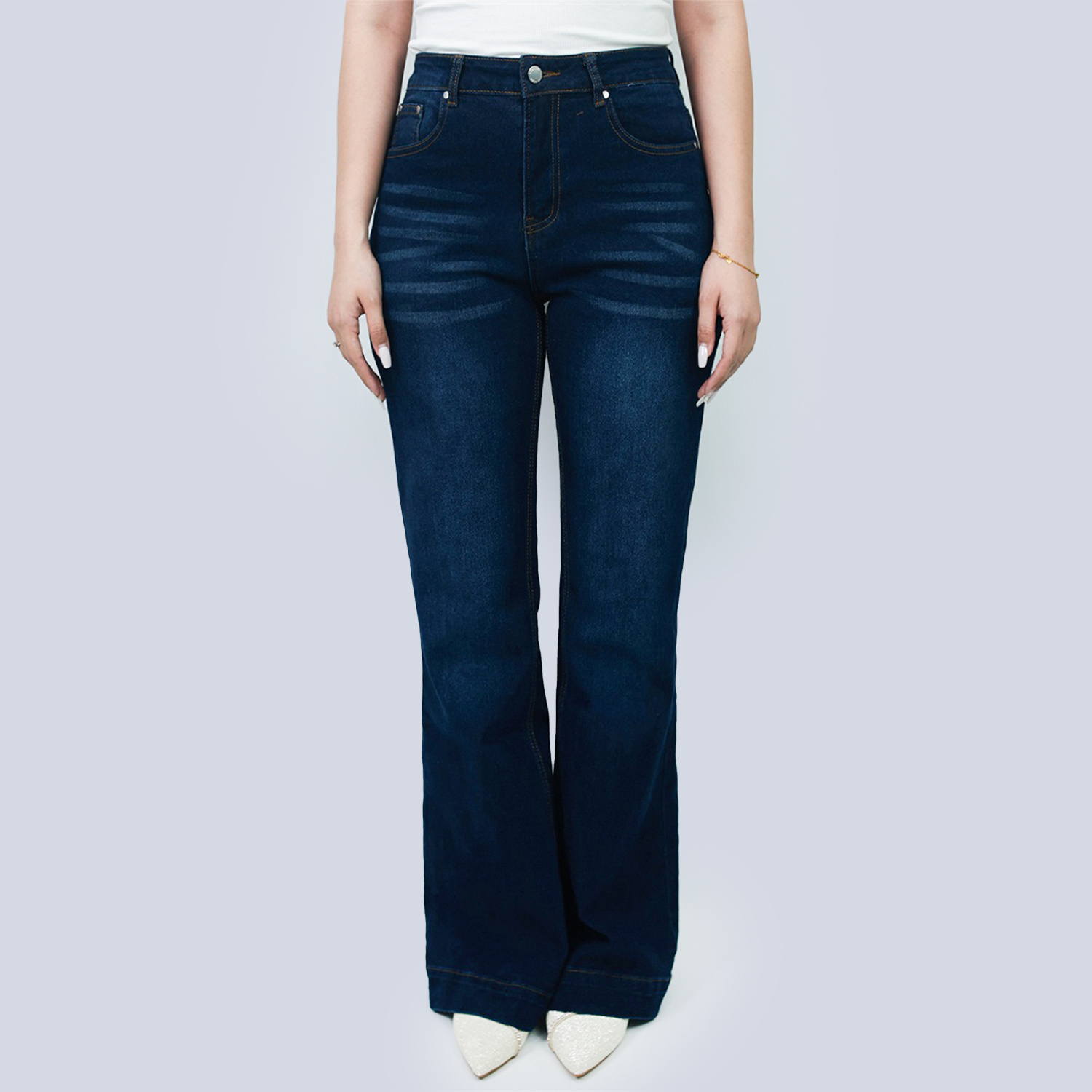 Pwest Women's High Waisted Stretch Tummy Lift Sculpt Flare Jeans