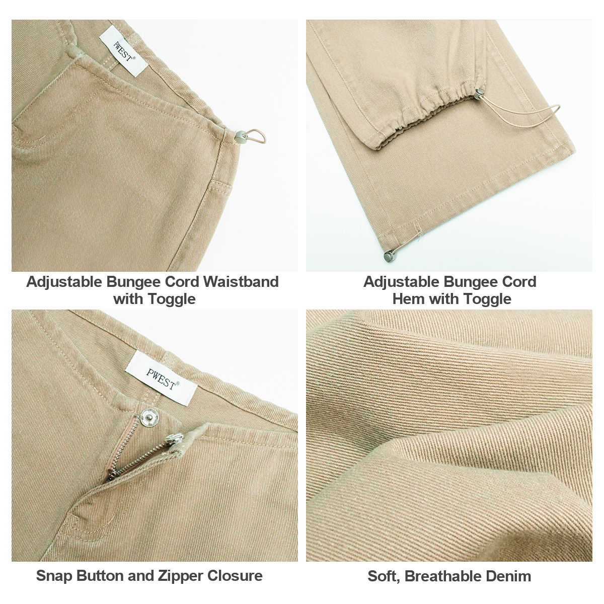 Pwest NYC Adjustable Low-Rise Wide-Leg Jeans 