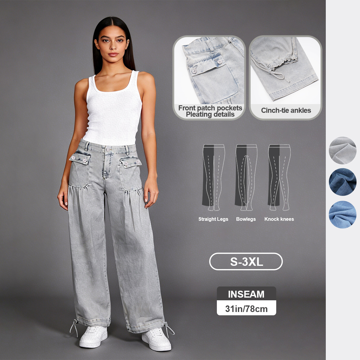 Pwest Front Pockets Lotus Tube Jeans