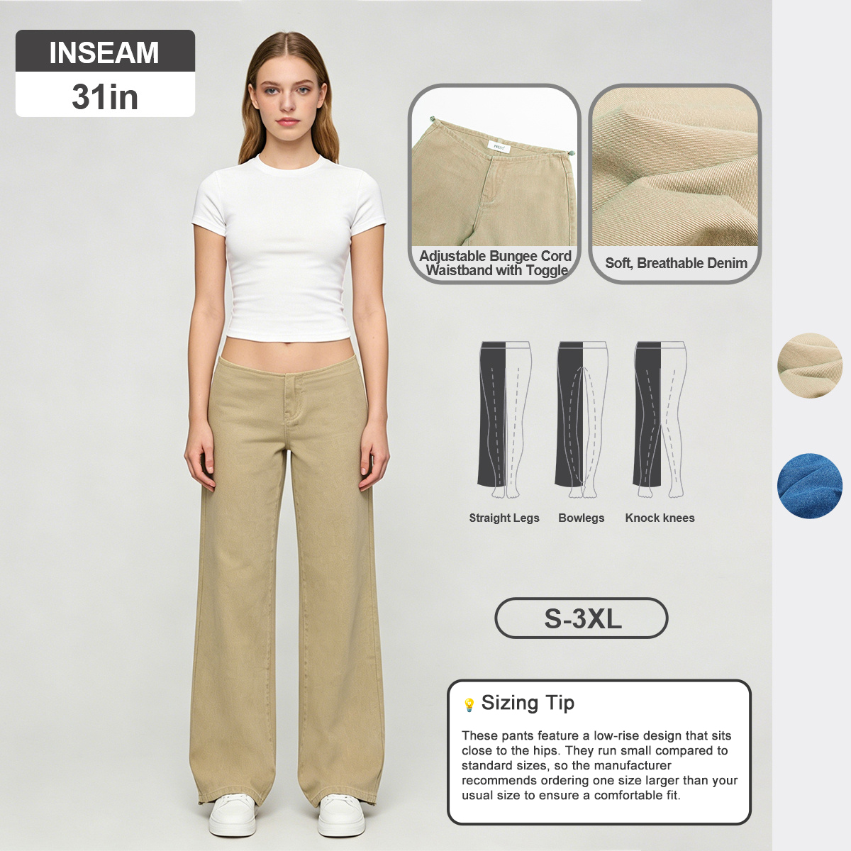 Pwest NYC Adjustable Low-Rise Wide-Leg Jeans 