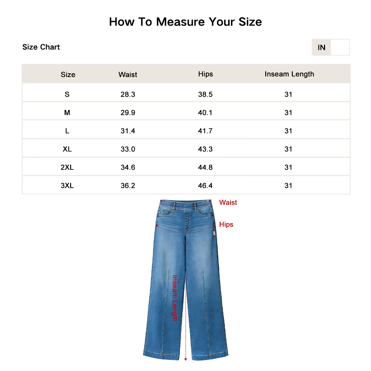 Pwest Seamed Front Pull-On Wide Leg Jeans