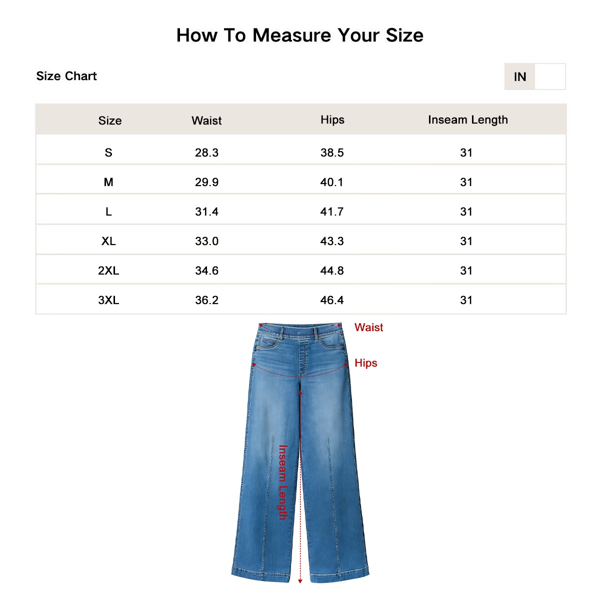 Pwest Seamed Front Pull-On Wide Leg Jeans