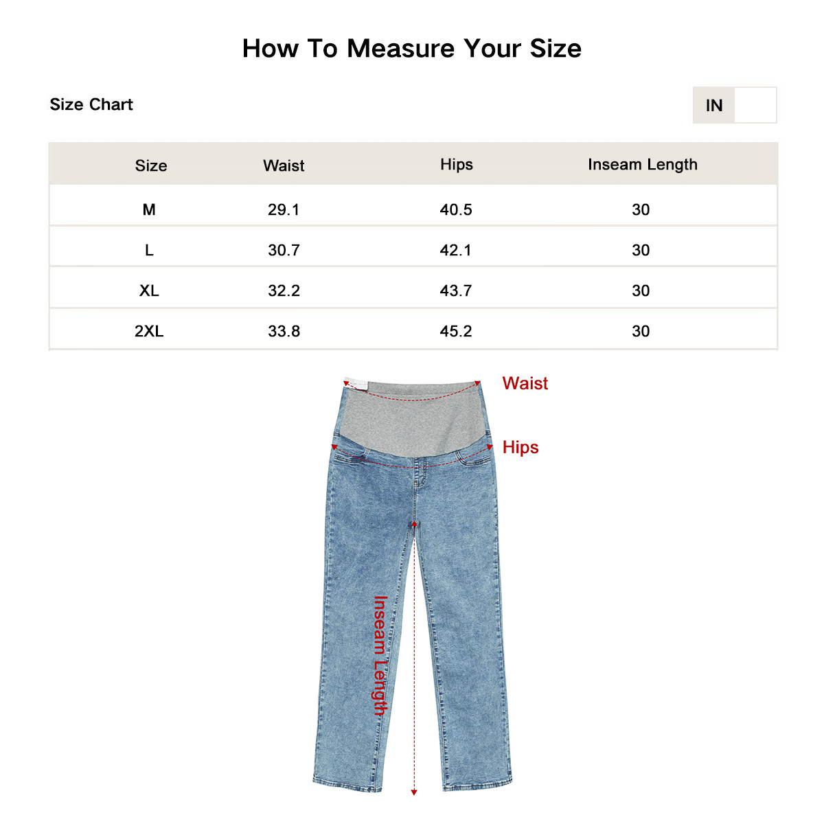 Pwest MAMA Women Before & After Babywearing Adjustable Stretch Maternity Jeans 