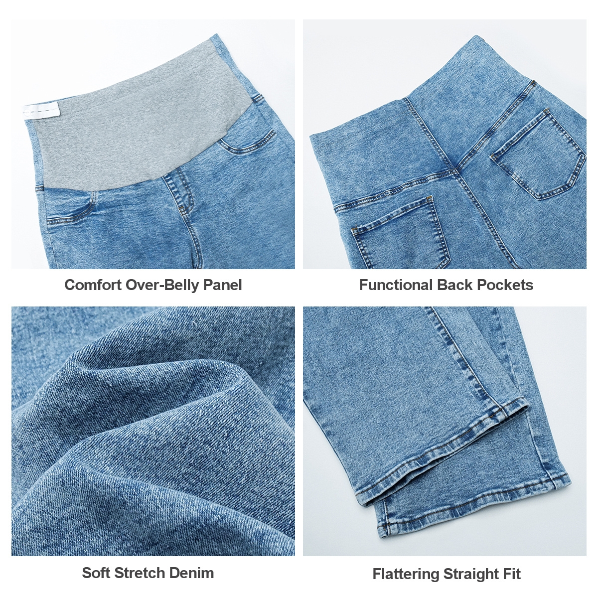 Pwest MAMA Women Before & After Babywearing Adjustable Stretch Maternity Jeans 