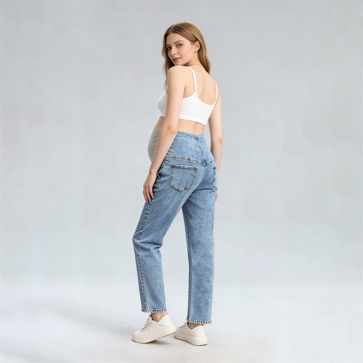 Pwest MAMA Women Before & After Babywearing Adjustable Stretch Maternity Jeans 