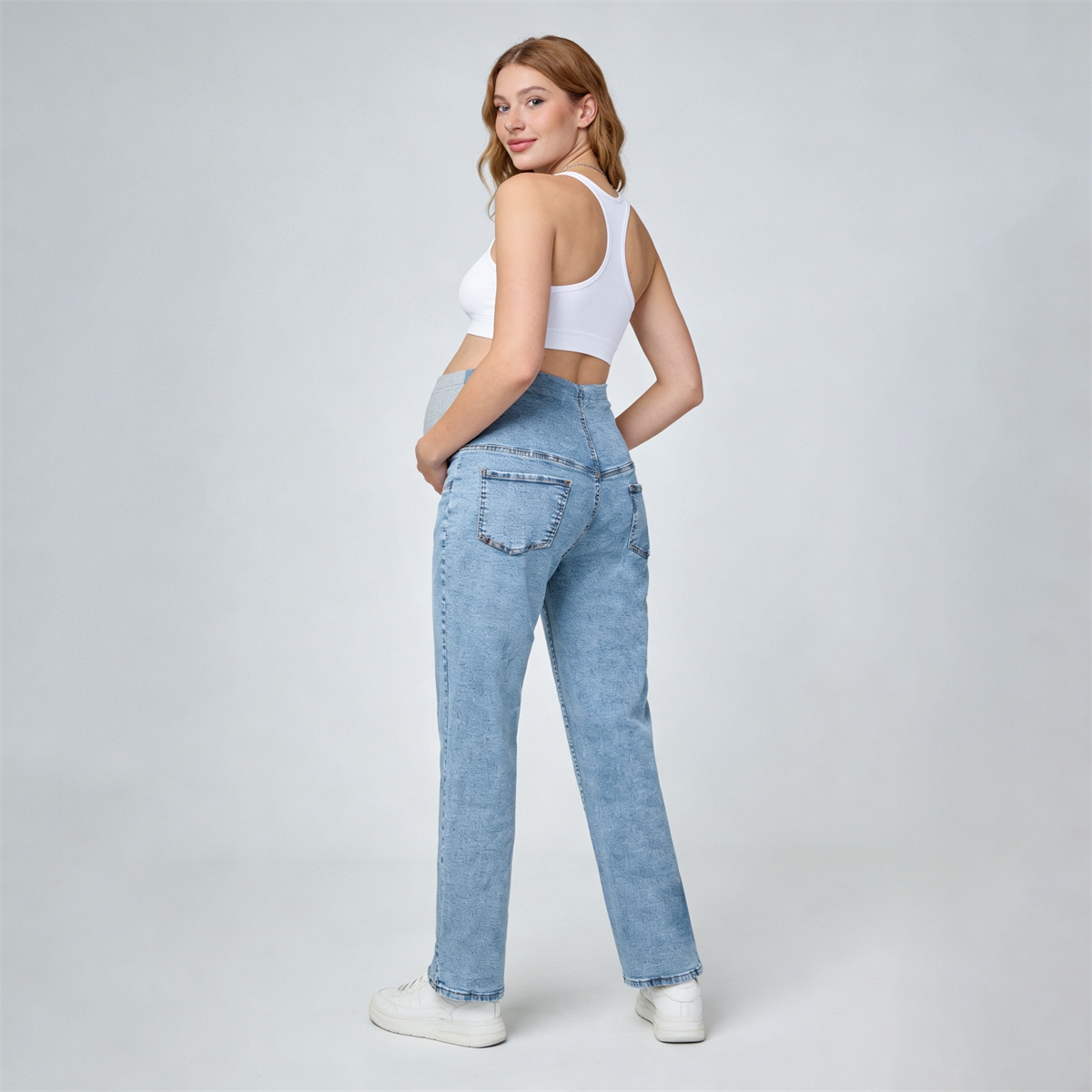 Pwest MAMA Women Before & After Babywearing Adjustable Stretch Maternity Jeans 