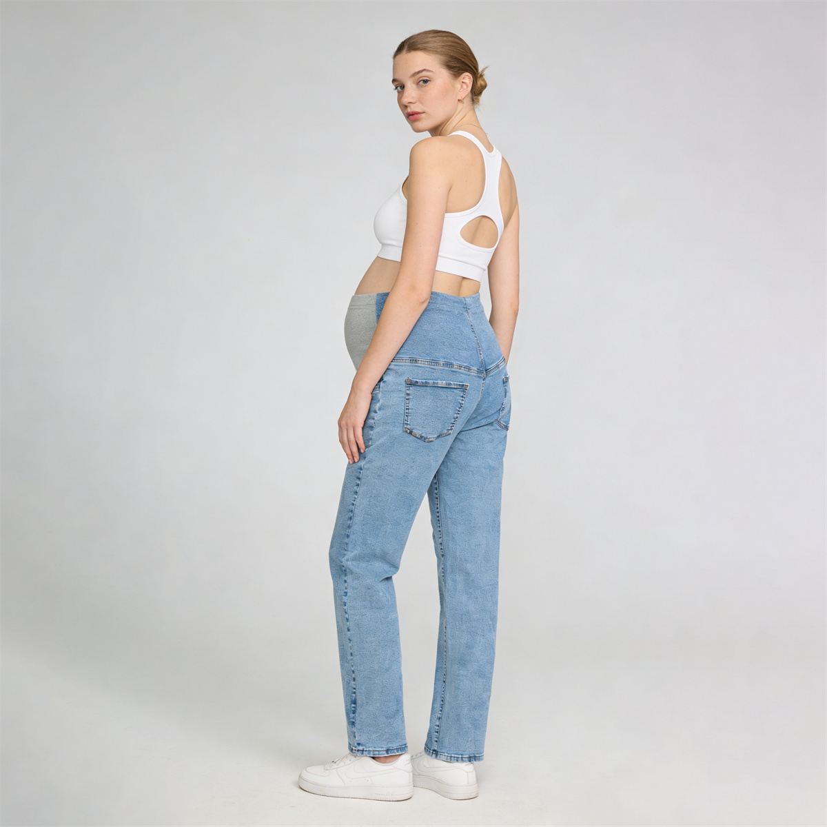 Pwest MAMA Women Before & After Babywearing Adjustable Stretch Maternity Jeans 